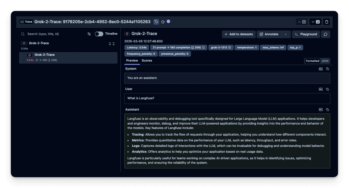 Langfuse Trace Example